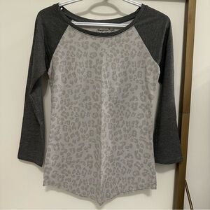 American Eagle Outfitters Leopard Print Baseball Tee